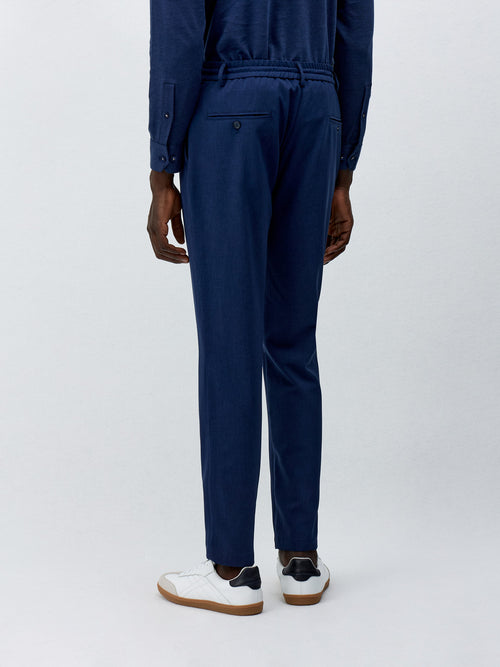 Pantalon casual slack skinny 7/8 bleu indigo - Father & Sons   - 2 