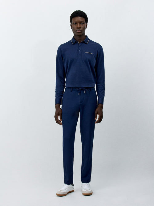 Pantalon casual slack skinny 7/8 bleu indigo - Father & Sons   - 4 