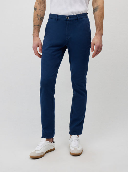 Chino slack slim en coton mélangé bleu indigo - 1 - Father & Sons   - 17 
