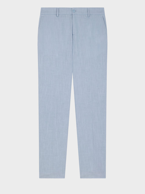 Pantalon coordonnable slim en lin et coton bleu jeans - Father & Sons   - 4 