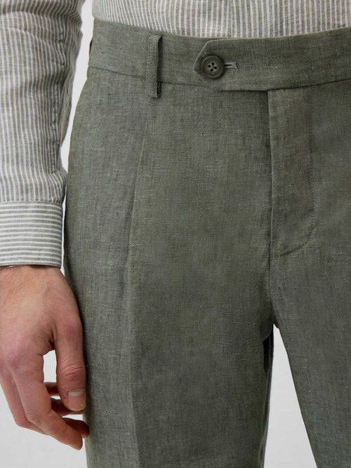 Pantalon coordonnable Slim en lin kaki - Father & Sons   - 3 