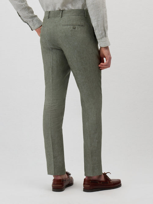 Pantalon coordonnable Slim en lin kaki - 2 - Father & Sons   - 15 