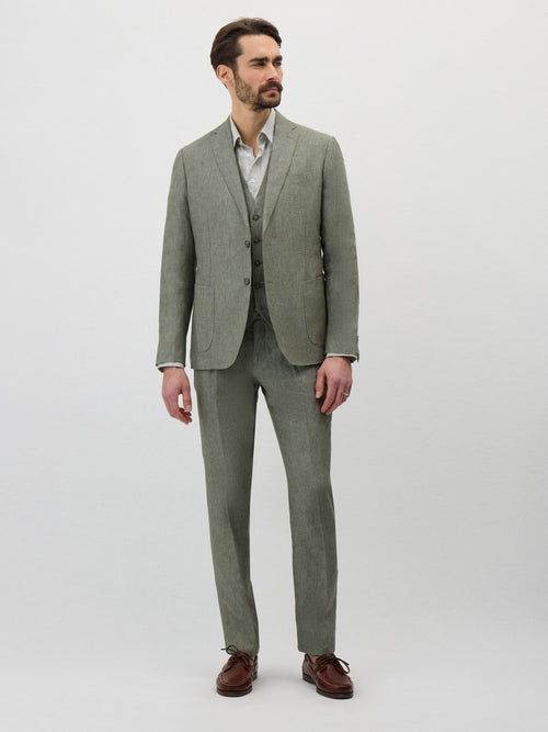 Pantalon coordonnable Slim en lin kaki - Father & Sons   - 4 