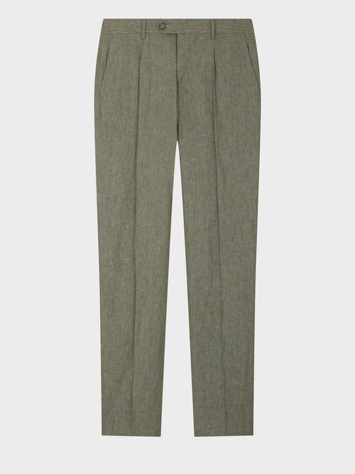 Pantalon coordonnable Slim en lin kaki - Father & Sons   - 5 