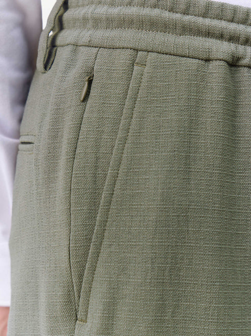 Pantalon casual slack slim en polyester recyclé kaki clair - Father & Sons   - 4 
