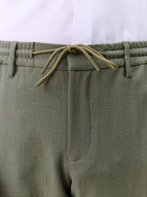 Pantalon casual slack slim en polyester recyclé kaki clair - Father & Sons   - 3 