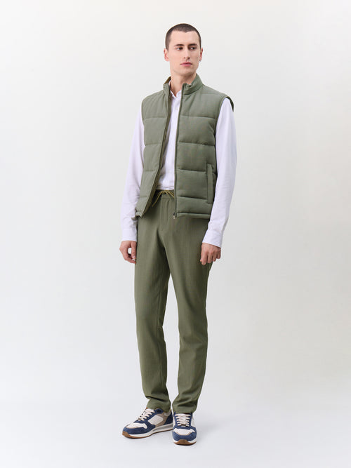 Pantalon casual slack slim en polyester recyclé kaki clair - Father & Sons   - 5 