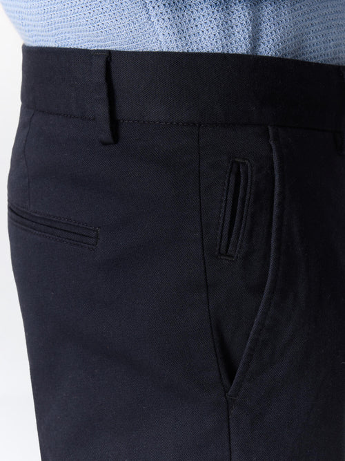 Chino slack semi regular en coton stretch bleu marine - Father & Sons   - 3 