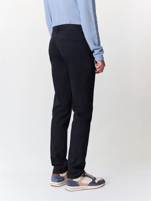 Chino slack semi regular en coton stretch bleu marine - 2 - Father & Sons   - 4 