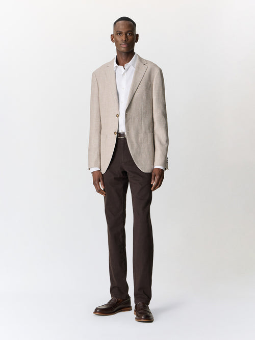 Chino slack slim en coton stretch marron - Father & Sons   - 5 