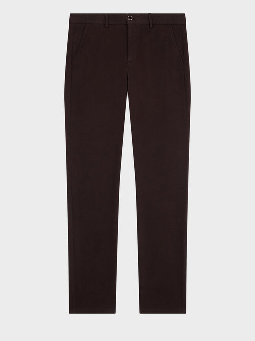 Chino slack slim en coton stretch marron - Father & Sons   - 6 