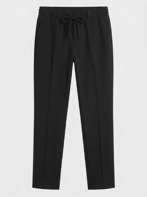 Pantalon casual slack slim en polyester recyclé noir - Father & Sons   - 1 