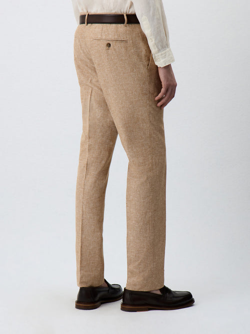 Pantalon coordonnable Slim en lin et coton marron - Father & Sons   - 2 
