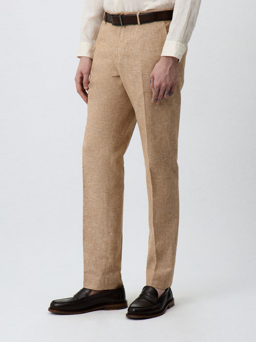 Pantalon coordonnable Slim en lin et coton marron - Father & Sons   -  