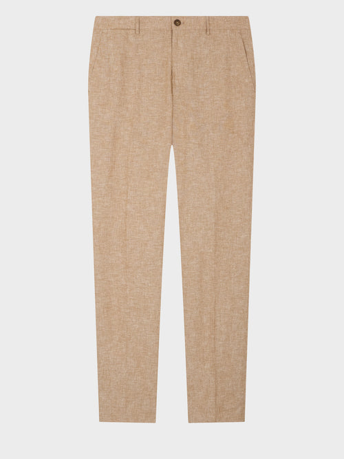 Pantalon coordonnable Slim en lin et coton marron - Father & Sons   - 4 