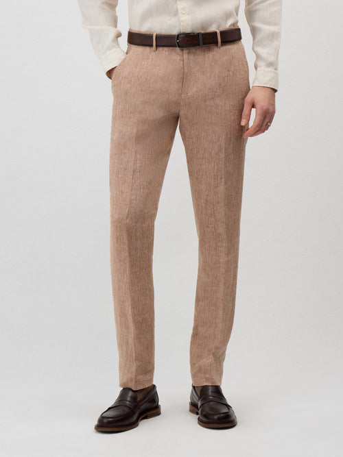 Pantalon coordonnable Slim en lin rose - 1 - Father & Sons   - 3 