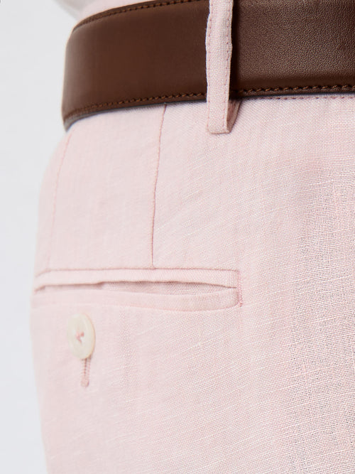 Pantalon coordonnable Slim en lin rose - Father & Sons   - 3 