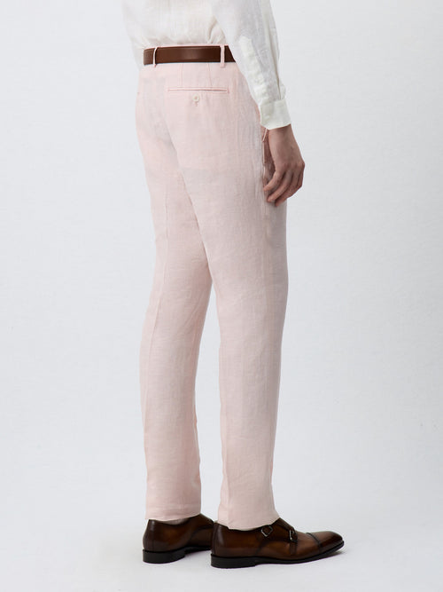 Pantalon coordonnable Slim en lin rose - Father & Sons   - 2 