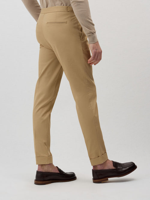 Chino slack slim en coton stretch 7/8 beige - 2 - Father & Sons   - 13 