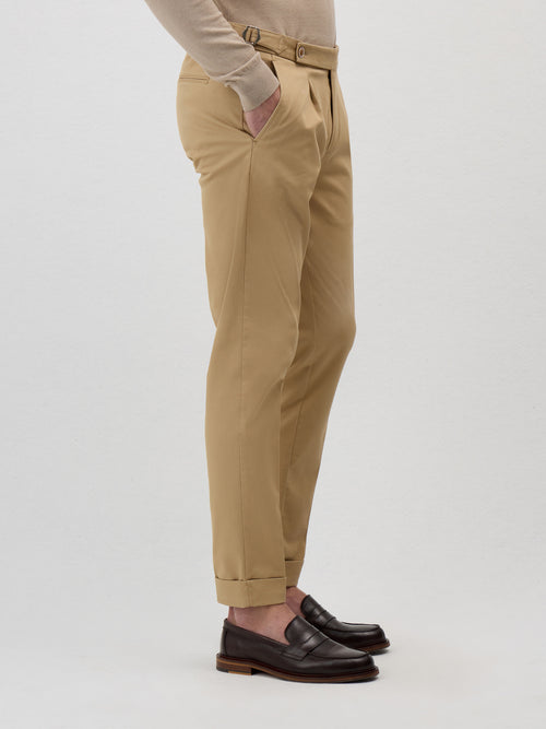 Chino slack slim en coton stretch 7/8 beige - 1 - Father & Sons   - 13 