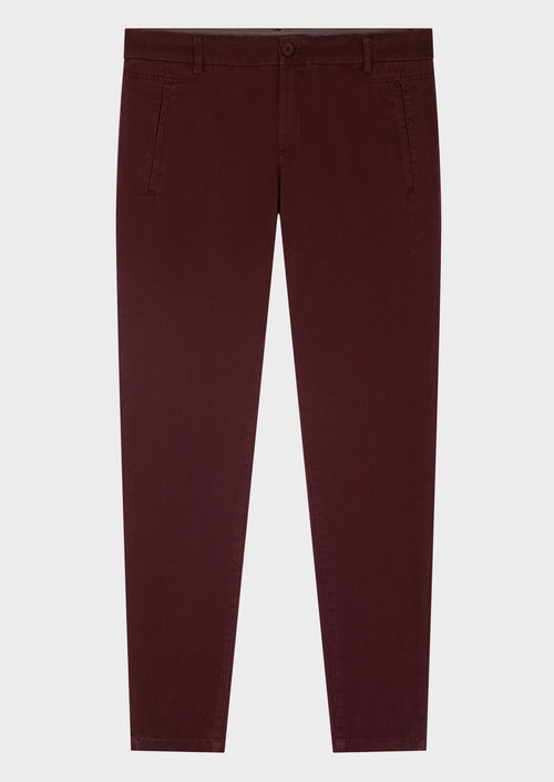 Chino slack skinny 7/8 en coton stretch bordeaux à motifs géométriques - 1 - Father & Sons   - 13 