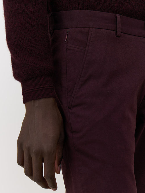 Chino slack skinny 7/8 en coton mélangé bordeaux - Father & Sons   - 3 