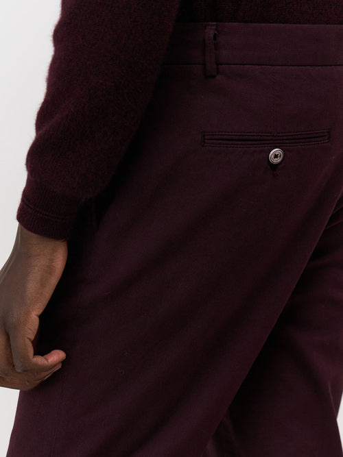 Chino slack skinny 7/8 en coton mélangé bordeaux - Father & Sons   - 4 