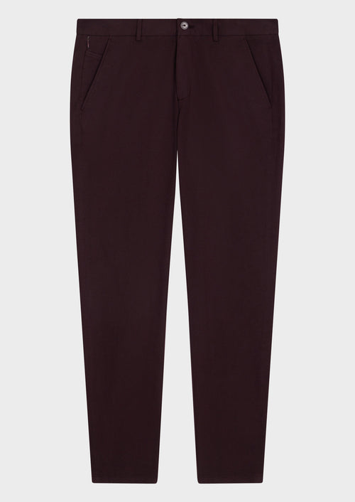 Chino slack skinny 7/8 en coton mélangé bordeaux - Father & Sons   - 6 