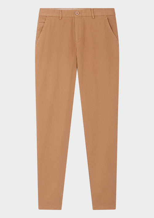 Chino slack skinny 7/8 en coton stretch uni camel - 1 - Father & Sons   - 13 