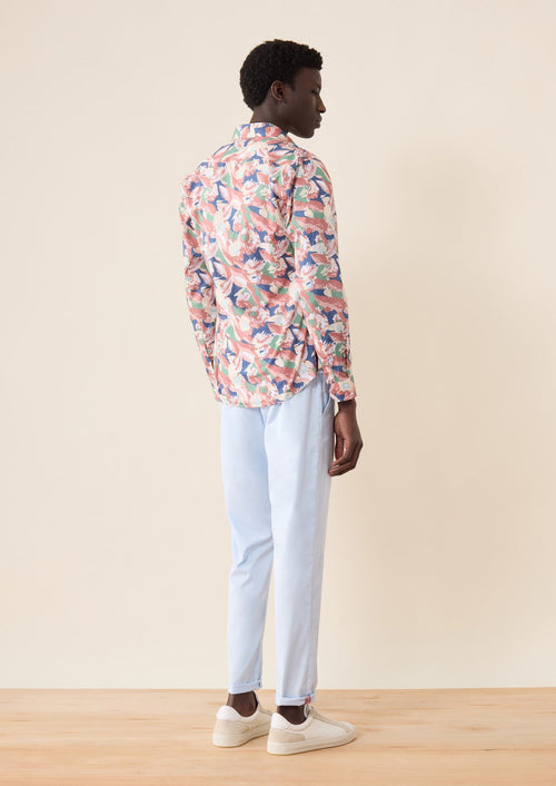 Chino slack skinny 7/8 en coton stretch uni bleu ciel - 2 - Father & Sons   - 20 