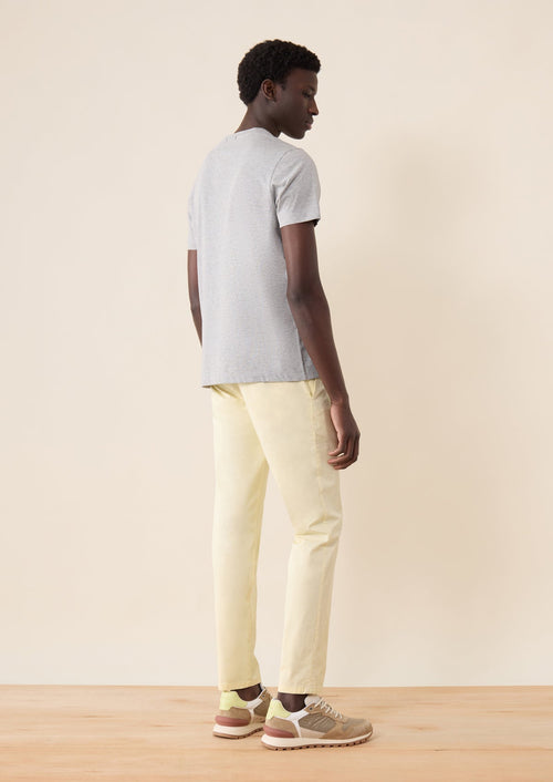 Chino slack skinny 7/8 en coton stretch uni jaune - 2 - Father & Sons   - 4 