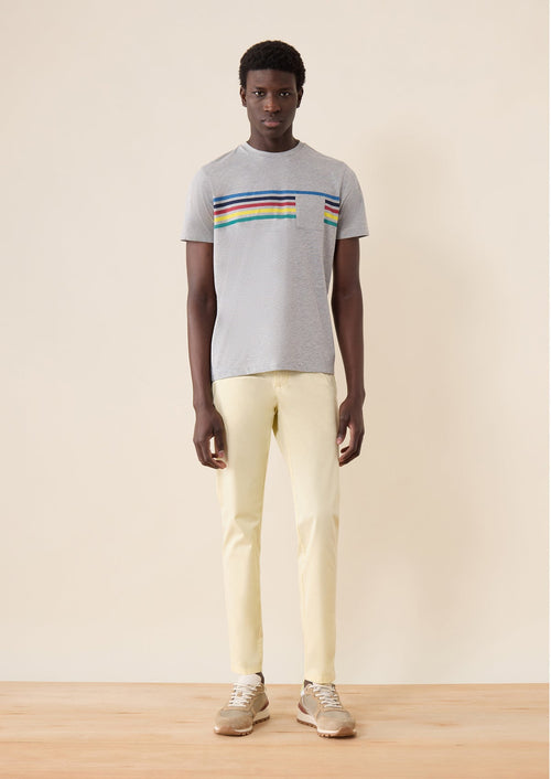 Chino slack skinny 7/8 en coton stretch uni jaune - 1 - Father & Sons   - 4 
