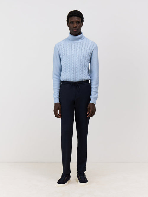 Pantalon Juste slack skinny 7/8 bleu marine - Father & Sons   - 4 