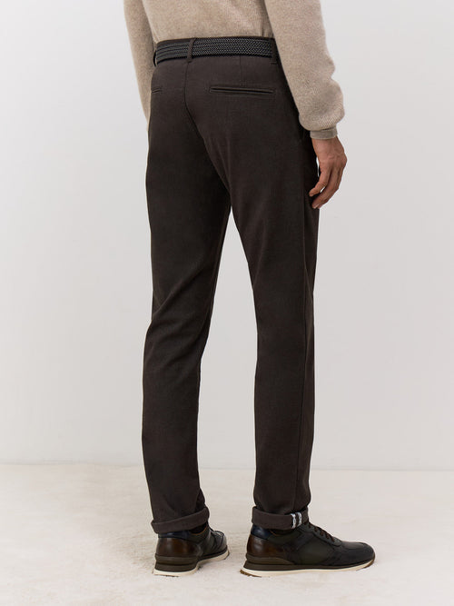 Chino slack skinny 7/8 en coton mélangé marron - 2 - Father & Sons   - 8 