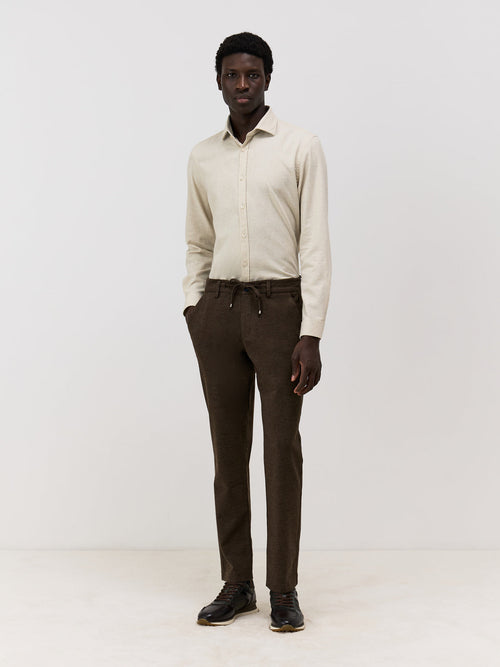 Pantalon casual slack skinny marron - Father & Sons   - 5 