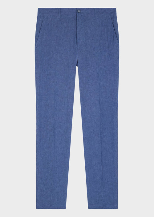 Pantalon coordonnable Slim en lin uni bleu azur - Father & Sons   -  