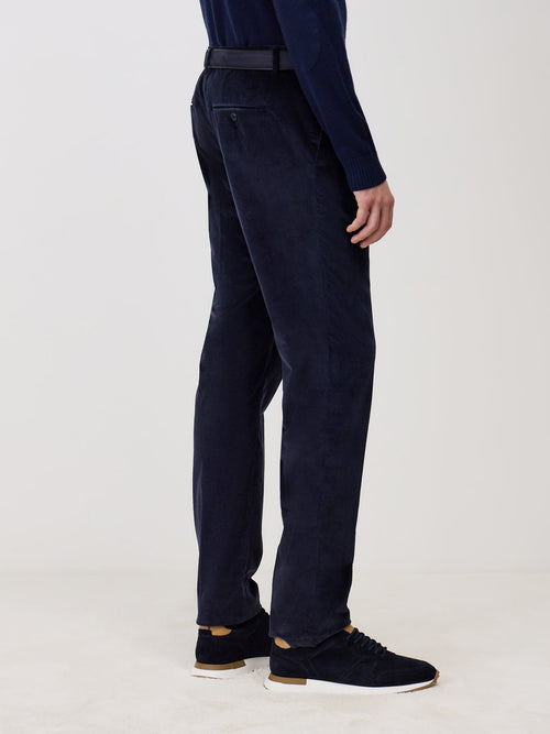 Pantalon coordonnable Slim en velours côtelé bleu marine - 2 - Father & Sons   - 16 