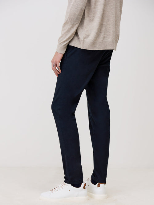 Chino slack skinny 7/8 en coton stretch uni bleu marine - 2 - Father & Sons   - 10 