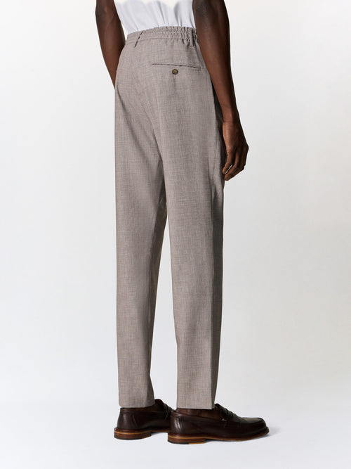 Pantalon casual slack slim marron Prince de Galles - Father & Sons   - 2 