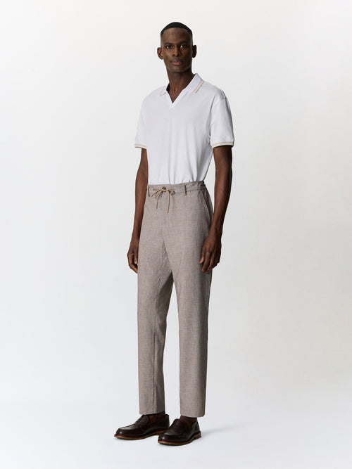 Pantalon casual slack slim marron Prince de Galles - Father & Sons   - 4 