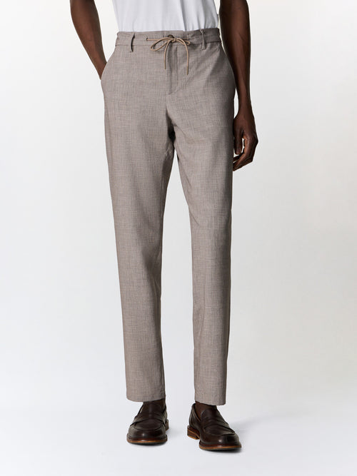 Pantalon casual slack slim marron Prince de Galles - Father & Sons   -  