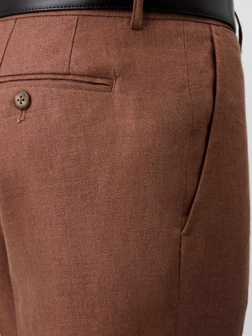 Pantalon coordonnable Slim en lin terracotta - Father & Sons   - 3 