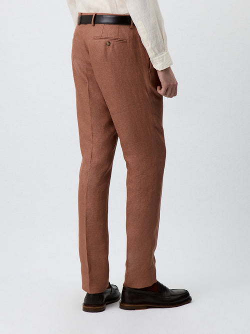 Pantalon coordonnable Slim en lin terracotta - Father & Sons   - 2 