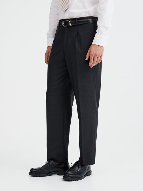 Pantalon coordonnable en laine anthracite - Father & Sons   - 1 