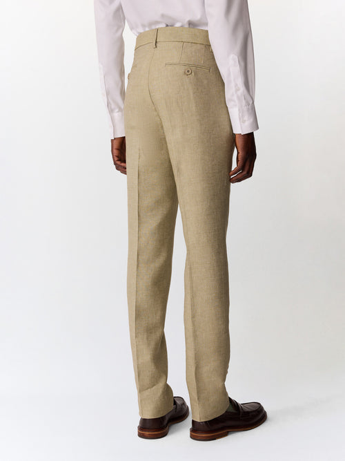 Pantalon coordonnable slim en lin et coton vert d'eau - 2 - Father & Sons   - 2 