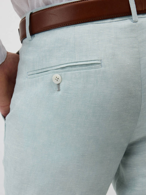Pantalon coordonnable Slim en lin vert d'eau - Father & Sons   - 3 