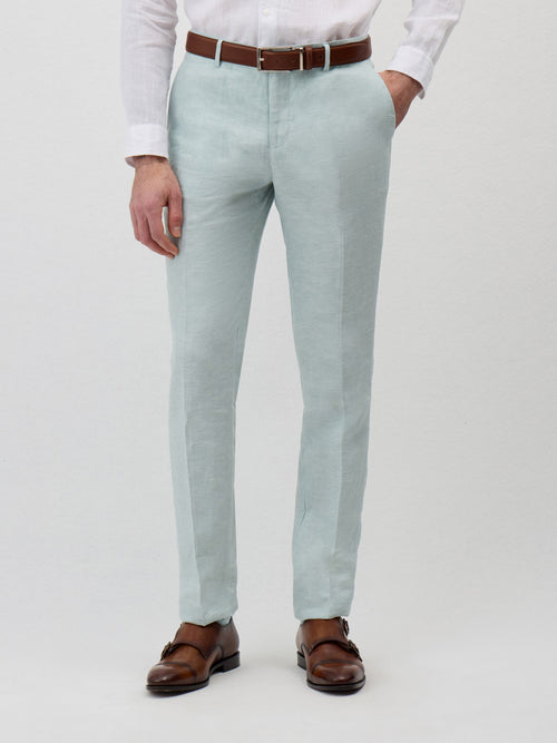 Pantalon coordonnable Slim en lin vert d'eau - Father & Sons   -  