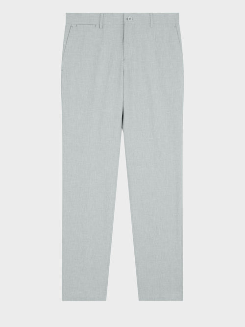 Pantalon coordonnable slim en coton et lin vert d'eau - Father & Sons   - 4 