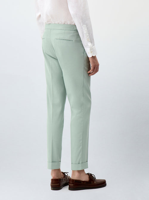 Chino slack slim en coton stretch 7/8 vert d'eau - 2 - Father & Sons   - 14 