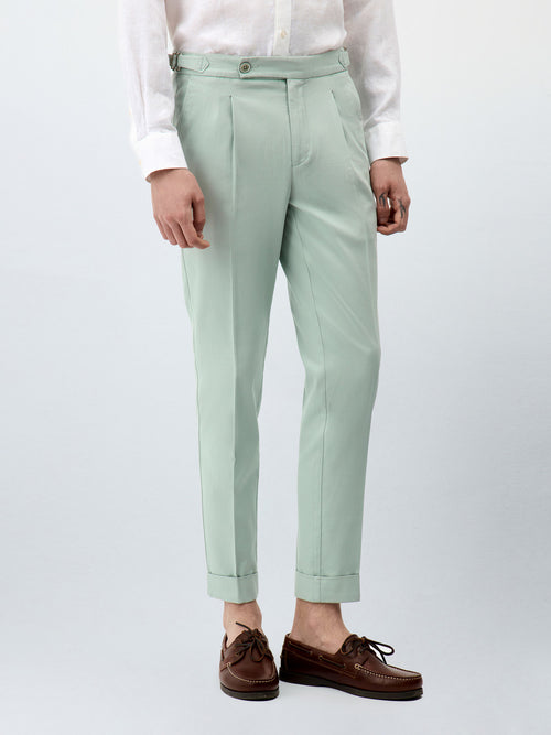 Chino slack slim en coton stretch 7/8 vert d'eau - 1 - Father & Sons   - 14 